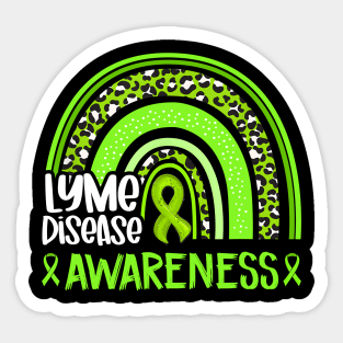 Leopard Rainbow Lime Green Ribbon Lyme Disease Awareness Sticker